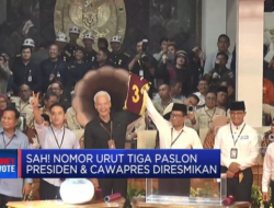 KPU Menetapkan Nomor Urut Pasangan Calon Presiden dan Wakil Presiden secara Resmi