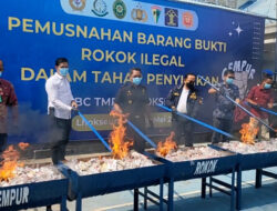 Bea Cukai Lhokseumawe Membakar 298 Ribu Batang Rokok Ilegal